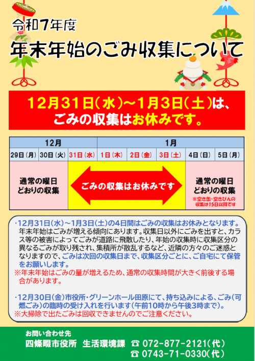 年末年始のごみ収集