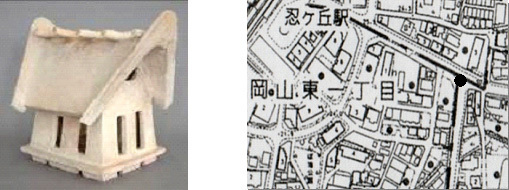 岡山南遺跡出土 家形埴輪・写真と地図