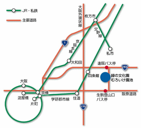 緑の文化園へのアクセスマップ