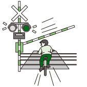 遮断の下りた踏切への立入り